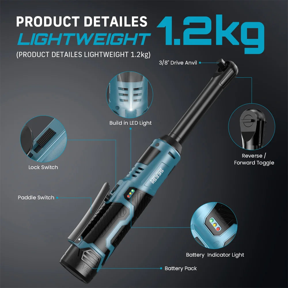 Clé à Cliquet Électrique 3/8" Longue Portée 54 Nm